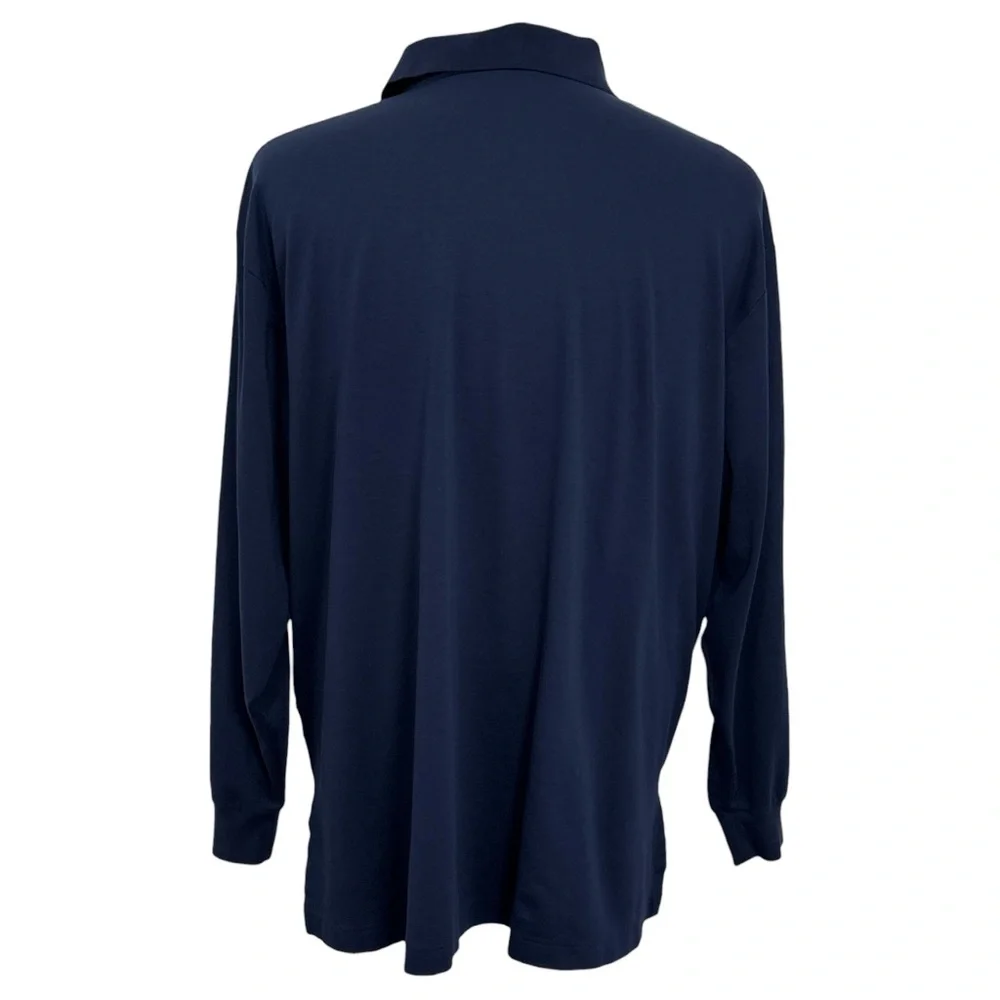Polo Ralph Lauren Pima Soft Touch Mens 2XB Navy Blue Long Sleeve Polo Shirt Pony